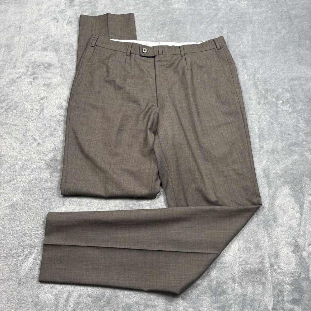 ISAIA Napoli Men's 34x34 Brown Italian Wool Dress Pants Trousers Made in Italy*